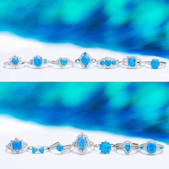 Blue Opal ring, size 7, 925 Sterling Silver Charmed Aroma - Picture 11 of 13